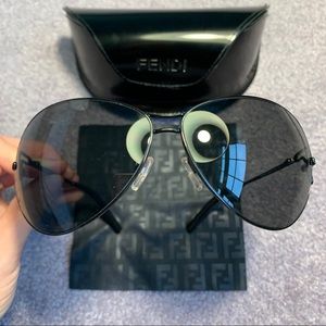 FENDI Black Oversized Aviator Sunglasses